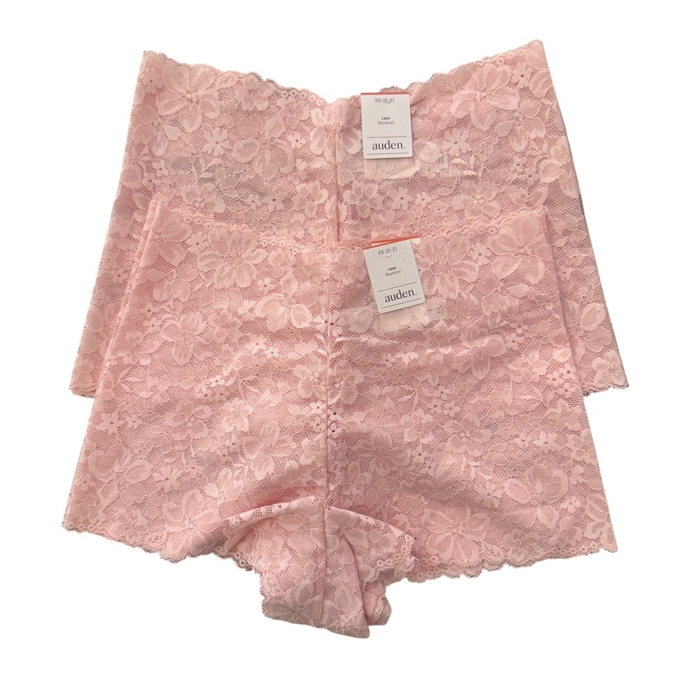 Women's Allover Lace Boy Shorts Underwear - Auden™ Pink XS: Mid Rise (Lot of 2) - Picture 4 of 8
